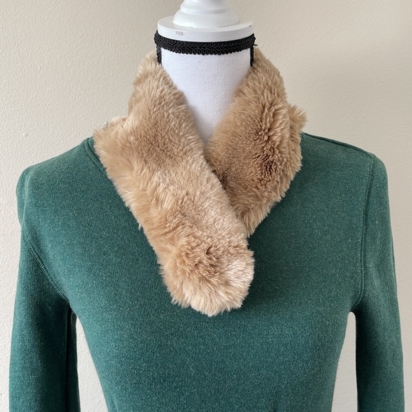 Band of Outsiders Green Emerald Sweater Dress with Fur Faux Collar size S - Picture 4 of 14